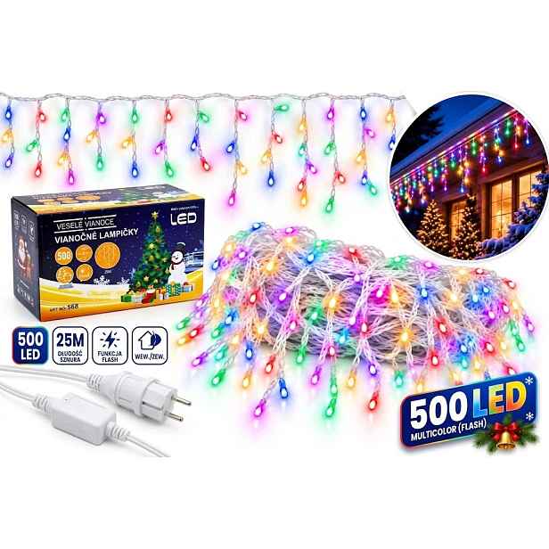 Lampičky Venkovní Rampouchy 500 Led 25 M Multicolor Flash Kombinované