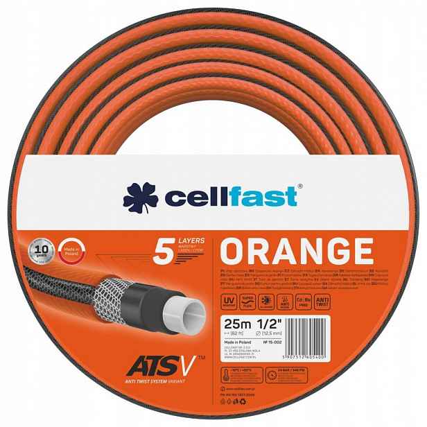 Zahradní Hadice Cellfast Oranžová 25 M 1/2" 5 W