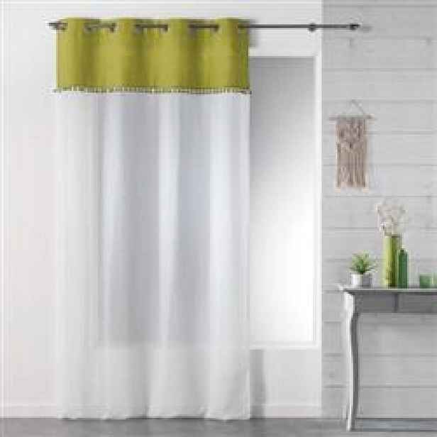 Záclona Na Průchodkách Polyester 140 X 240 CM, Bílý Zelený Vzor