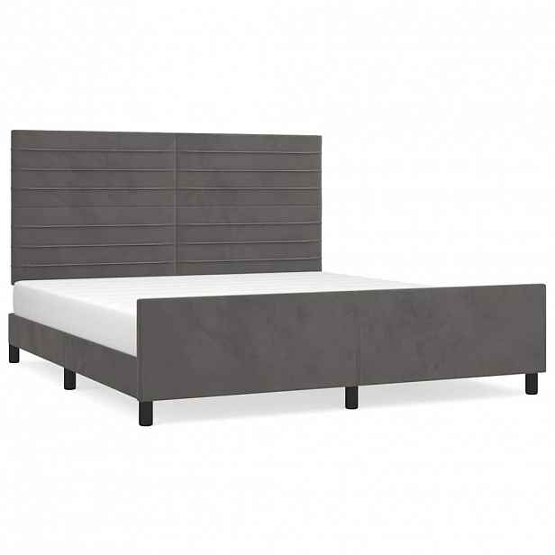 vidaXL Rám postele bez matrace tmavě šedý 160 x 200 cm samet