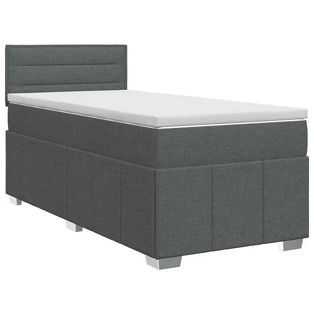 vidaXL Postel boxspring s matrací s čelo Tmavě šedá 90 x 190 cm Textil