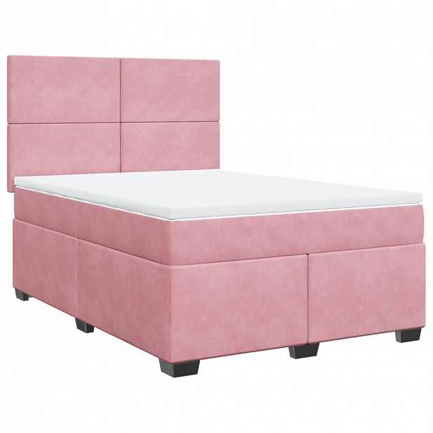 vidaXL Box spring postel s matrací růžová 140x200 cm samet