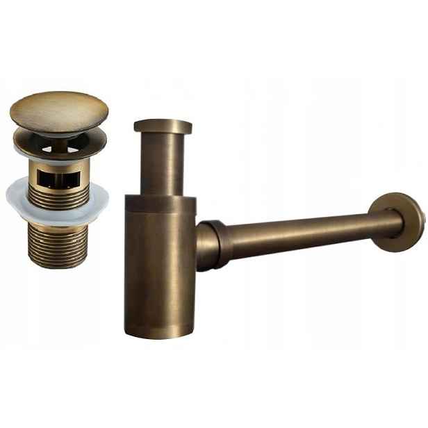 MEXEN - Umyvadlový sifon s výpustí click-clack s přepadem, bronz 7992050-30