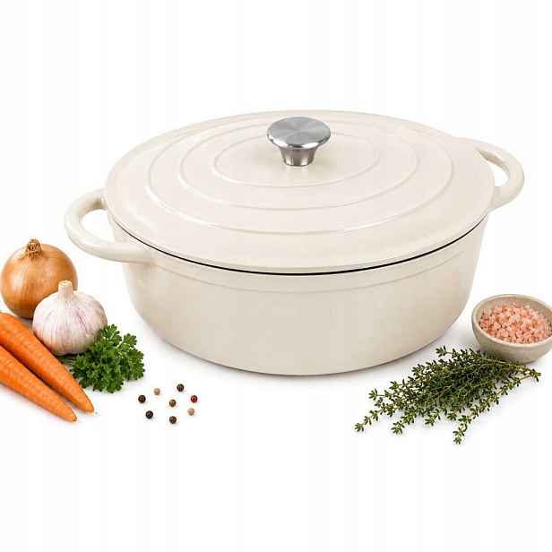 Smaltovaný Zapékací Mísa 33 cm 6,4 L Krémový 7767