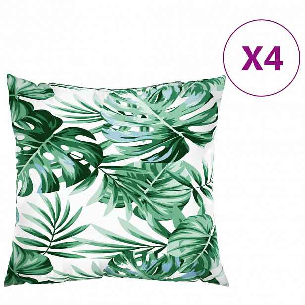 vidaXL Polštáře na pohovku 4 ks vzor listů 50 x 50 cm textil