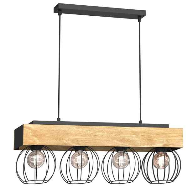 Dřevěná závěsná lampa se čtyřmi drátěnými stínítky Menton 1641 Luminex