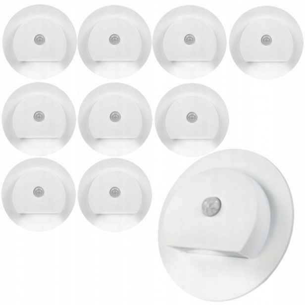 10 X Schodišťová Lampa S Kulatým Rámem Na Schody Led 230V S Detektorem V Rámu