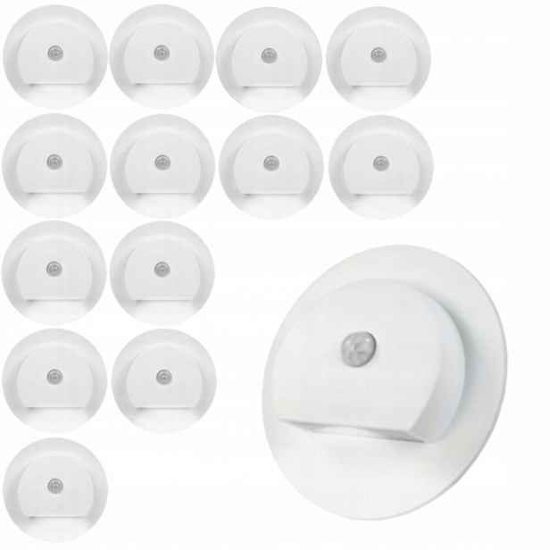 14X Schodišťová Lampa Bílá Led 230V Senzor Pohybu Soumraku Neutrální Barva
