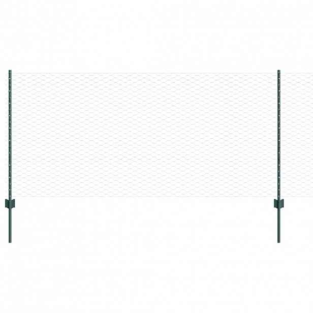 vidaXL Hexagonální plot s podpěrou 50 x 1 m Ocel potažená PVC Zelená