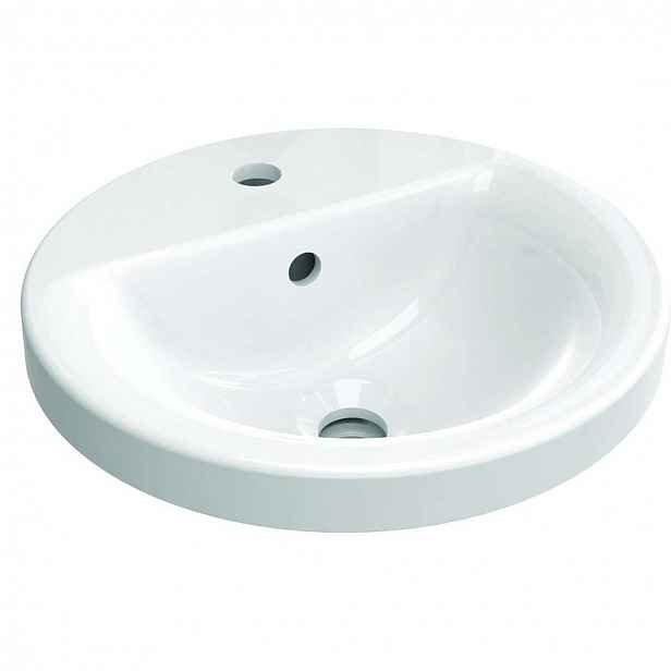 Ideal Standard Connect - Umyvadlo zápustné, průměr 38 cm, s přepadem, 1 otvor pro baterii, bílá E504101