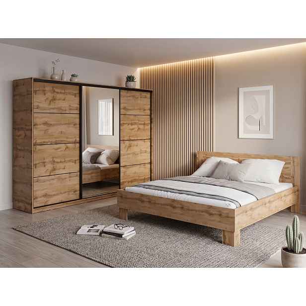 Ložnice NEJBY BARNABA PREMIUM 280 s postelí 180x200 cm s vyšším čelem, dub wotan