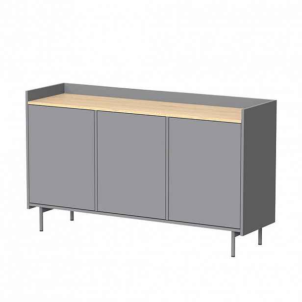 Vicco KREDENC Velina Šedá 140 x 82 cm se 6 přihrádkami