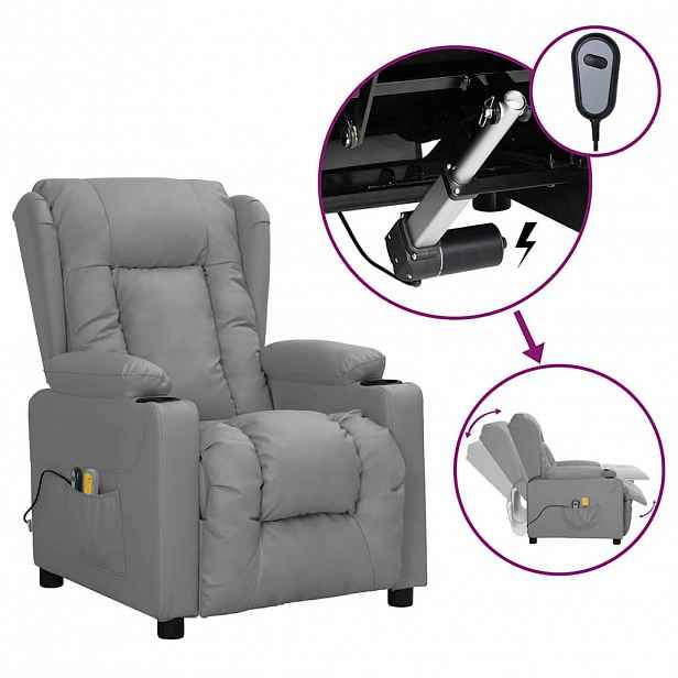 vidaXL Elektrické masážní křeslo šedé umělá kůže