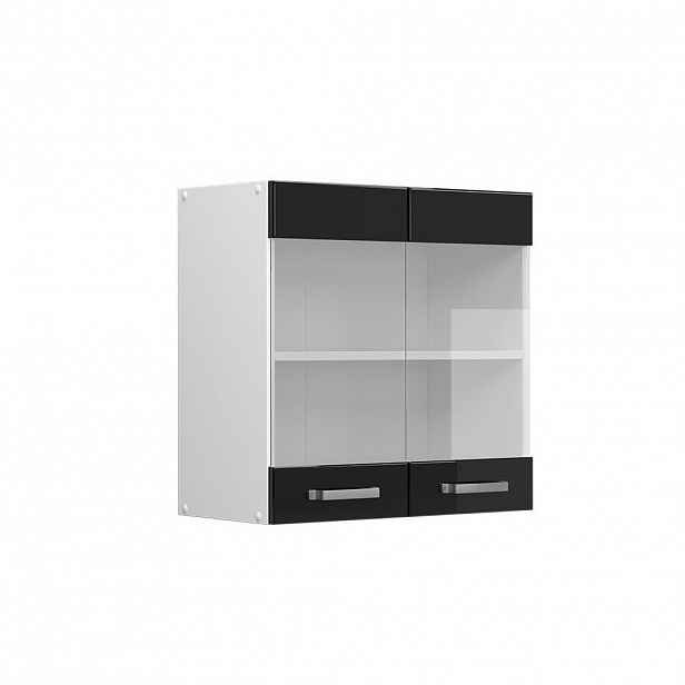 Vicco SKLENĚNÁ KUCHYŇSKÁ SKŘÍŇKA R-Line Černý vysoký lesk 60 cm