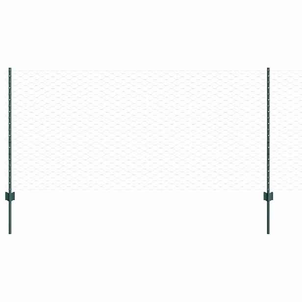 vidaXL Hexagonální plot s podpěrou 50 x 1 m Ocel potažená PVC Zelená