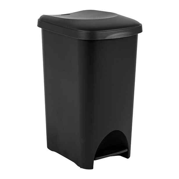 Černý pedálový plastový odpadkový koš 40 l - Addis