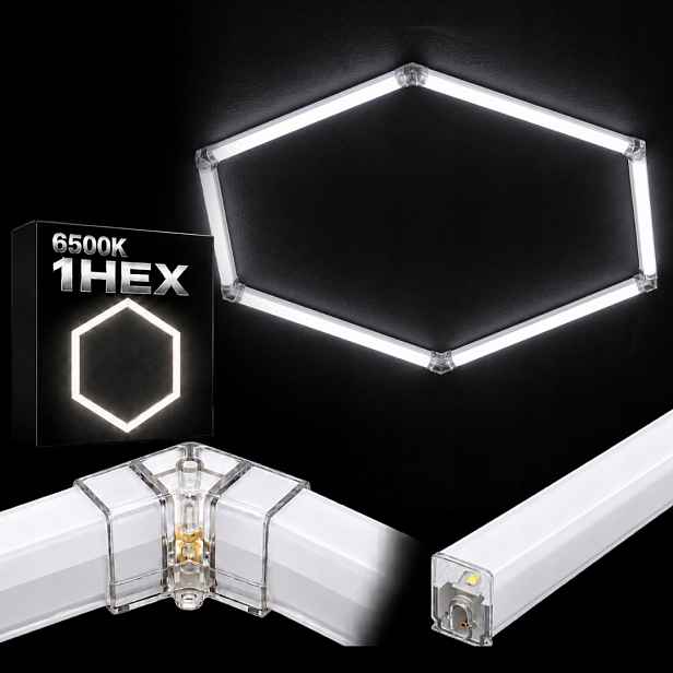 Led svítidlo hexagon bílé 42W garáž detailing HEX1 6500K 92x79 Cm