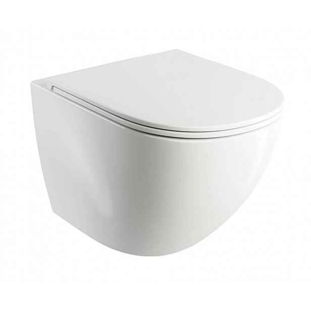 OMNIRES Ottawa - Závěsné WC se sedátkem SoftClose, Rimless, bílá OTTAWAMWBP