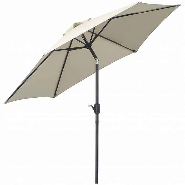 Outsunny Zahradní Slunečník 260 cm s nastavitelnou klikou, béžový