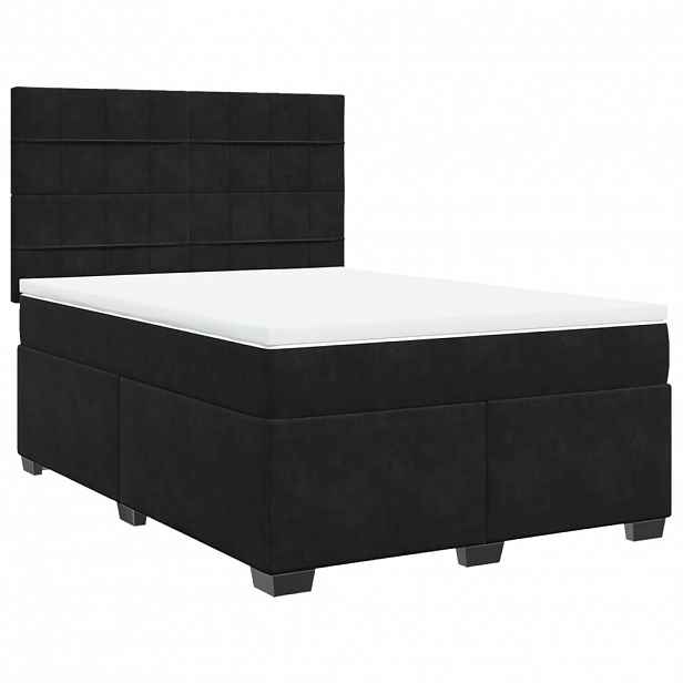 vidaXL Box spring postel s matrací černá 140x200 cm samet