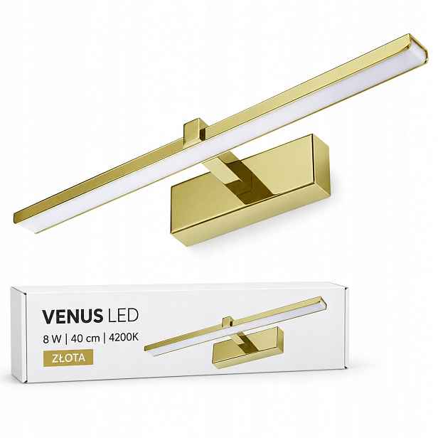 Do obývacího pokoje nástěnné svítidlo Venus 8W 40 cm zlaté Led 4200K IP44 580lm na zeď