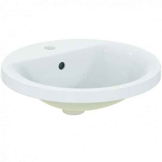 Ideal Standard Connect - Umyvadlo zápustné 48 cm, s přepadem, otvor pro baterii, bílá E504201