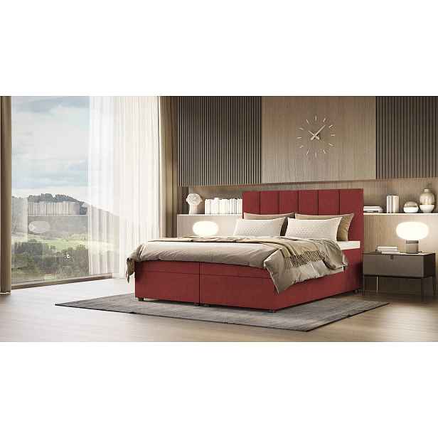 Kontinentální postel DELTA 4 - 200x200, tmavě červená