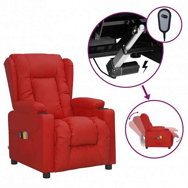 vidaXL Elektrické masážní křeslo vínové umělá kůže