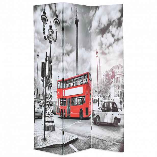 vidaXL Skládací paraván 120 x 170 cm Londýnský autobus černobílý