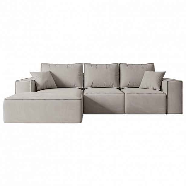 ALTDECOR ROHOVÁ SEDACÍ SOUPRAVA s funkcí lůžka a úložným prostorem SERRA-L-S – 266 x 161 x 87 cm, světle hnědá barva velur