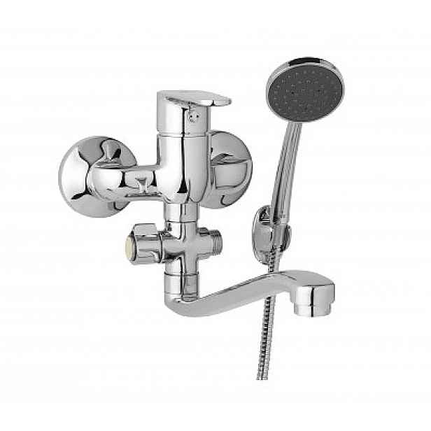 JB Sanitary Tira D10 32 41 umyvadlová a sprchová nástěnná baterie 100 mm s příslušenstvím - otočný přepínač