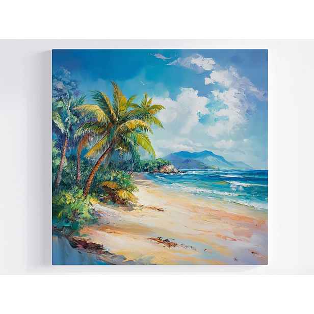 Obraz Na Plátně Canvas Exotický Olej Pláž Moře Oceán Palmy Hory 50x50