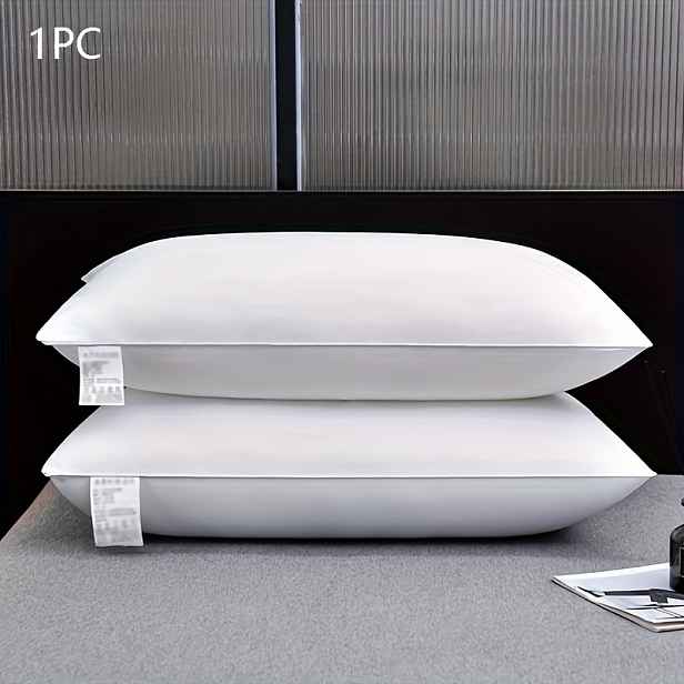 TEMU 1 ks Standardní Nízký Polštář na Spaní - 48x74 cm, Měkká Polyesterová Výplň, Pohodlí a Podpora pro Spáčy na Boku/Zadou, Všesezónní Použití do