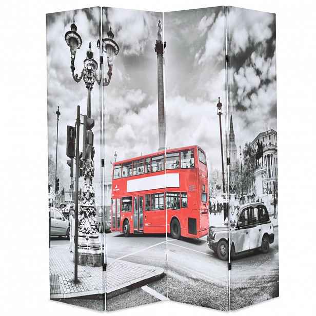 vidaXL Skládací paraván 160 x 170 cm Londýnský autobus černobílý