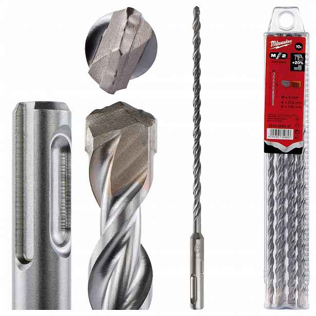 Vrtáky do betonu Sds Plus 6 x 150/210 mm 10 ks Milwaukee M2
