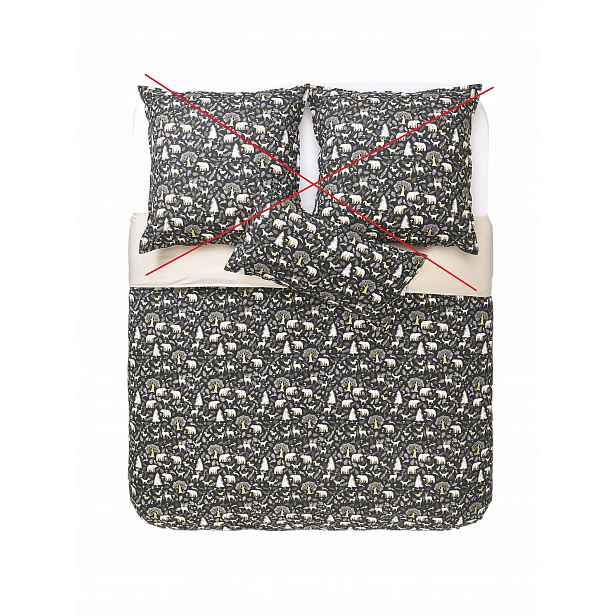 Westwing Povlak na přikrývku bavlna Lamia motiv lesa 135 x 200 cm antracit