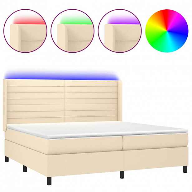 vidaXL LED box pružinová postel s čelo textil