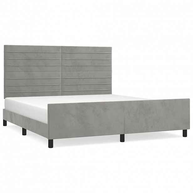 vidaXL Rám postele s čelem světle šedý 180x200 cm samet
