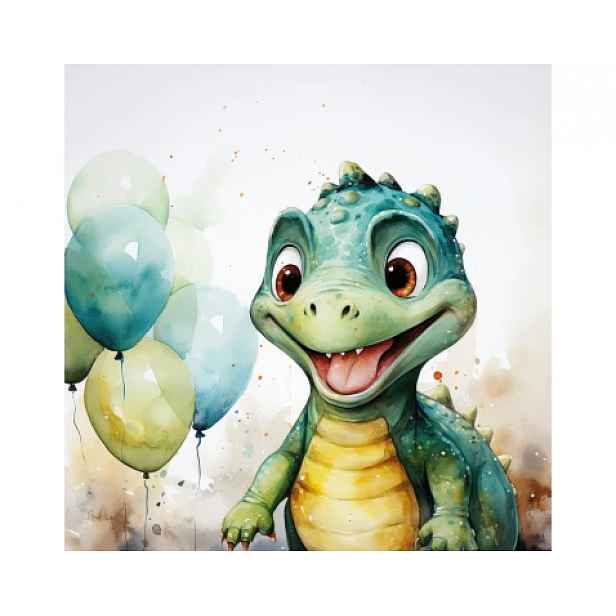 Dětský obraz Veselý dino,  35x35 cm