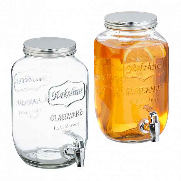 Relaxdays DÁVKOVAČ Transparentní Stříbrná Kohoutek 3,5 l