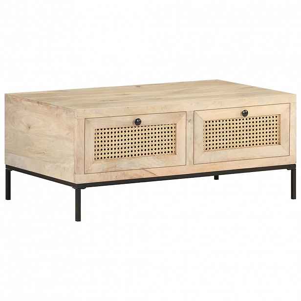 vidaXL Konferenční stolek 90x50x37 cm masivní mangovník přírodní rákos