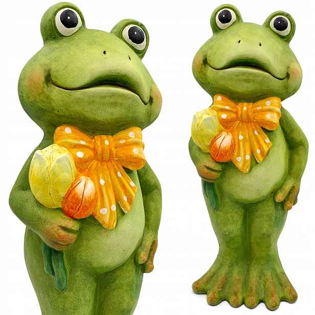 Žába S Tulipány Velká Figurka Do Zahrady Zahradní Figurka Dekorace 45 cm
