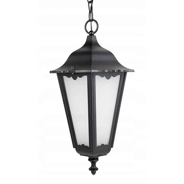 Zahradní závěsná terasová lampa černá skleněná na řetězu IP43 Su-ma