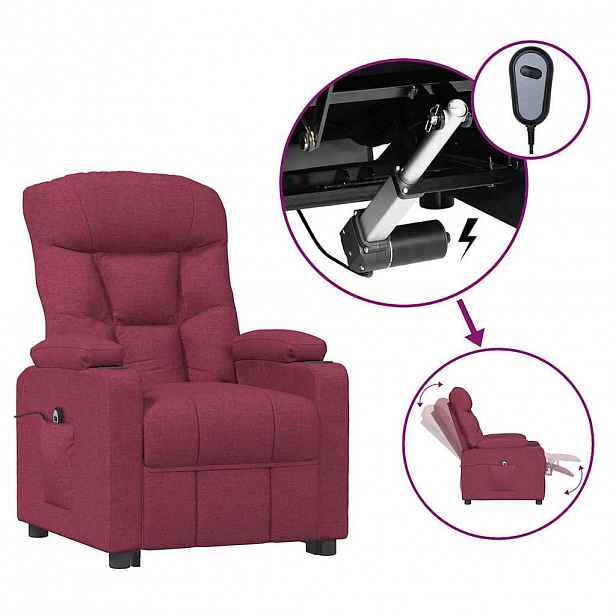 vidaXL Elektrické polohovací křeslo vínové textil