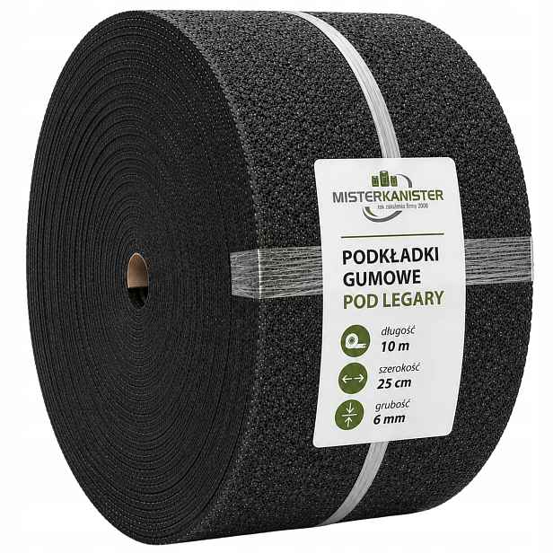 Gumové podložky pod trámy, nábytek 6 mm, 25 cm, 10 m, vyrovnávací gumový pás na terasu
