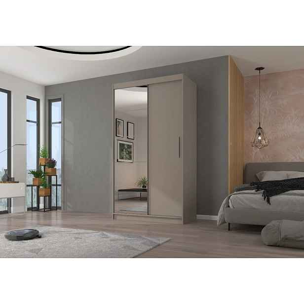 Šatní skříň se zrcadlem 120 cm HAMLIA - kašmír