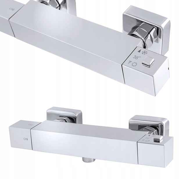Termostatická Koupelnová Sprchová Baterie Cube Baterie Chrom