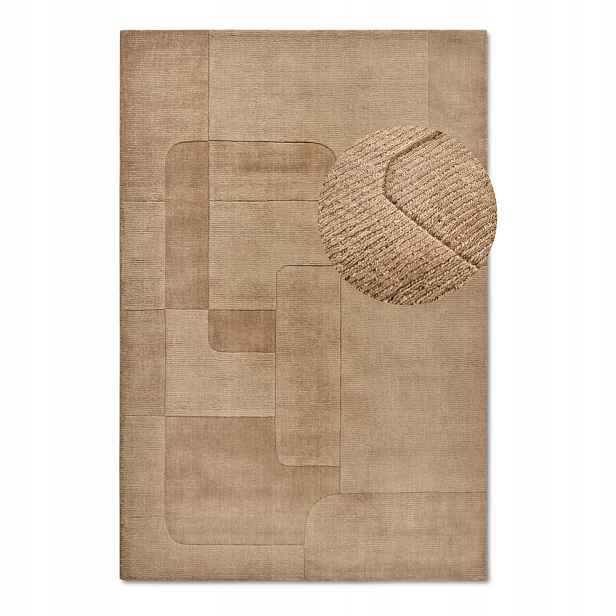 Koberec do obývacího pokoje 190x280 cm, béžový, ručně tkaný s 3D efektem