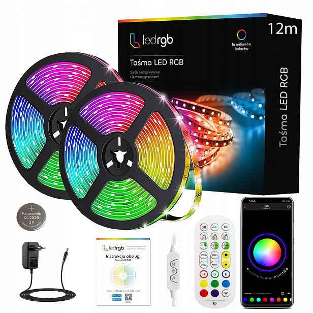 Led pásek 12M Rgb 5050 Aplikace Dálkový Ovladač Rádiový 2.4G Hudba Set 360 Led