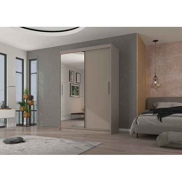 Šatní skříň se zrcadlem 150 cm HAMLIA - kašmír